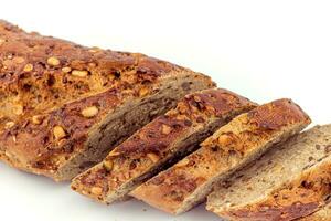 Flax Seed Bread on White Background photo