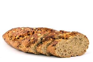 Flax Seed Bread on White Background photo