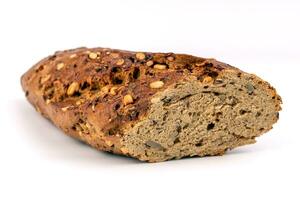 Flax Seed Bread on White Background photo