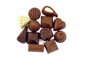 Chocolates on white background photo