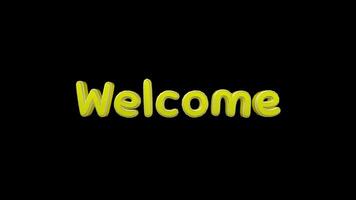 Yellow welcome text animation. 3D text animation video