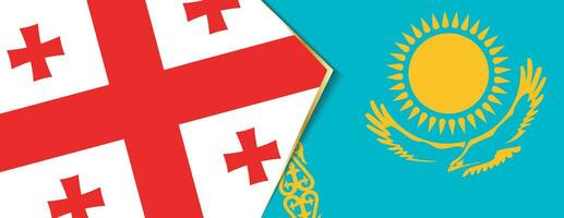 Georgia and Kazakhstan flags, two vector flags.