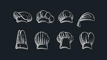 Chef, cook caps set. Vector engraving, sketch