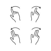 Gesture Sign Black Thin Line Icon Set. Vector