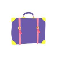 Cartoon Color Retro Travel Suitcase Bag. Vector