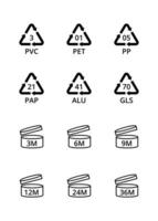 Packaging Symbols Black Thin Line Icons Set. Vector