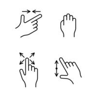 Gesture Sign Black Thin Line Icon Set. Vector