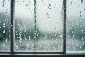 drops of rain on a window glass background. AI Generative Pro Photo