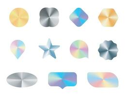 Holographic Label Badge Sign Set Concept. Vector