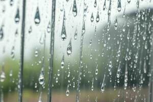 drops of rain on a window glass background. AI Generative Pro Photo