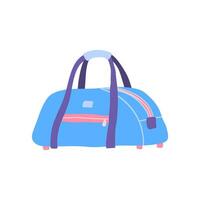 Cartoon Blue Travel Suitcase Bag. Vector