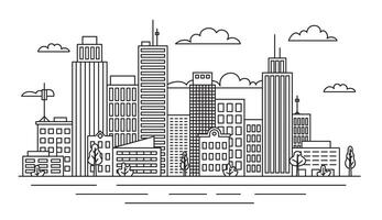 City View Concept Contour Linear Style. Vector