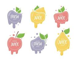 Fresh Juice Label Badge Sign Set Concept. Vector