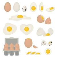 Cartoon Color Eggs Different Forms Icons Set. Vector