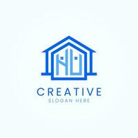 Initial letter HU property logo design vector template