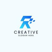 Modern Letter R Tech Logo Design Vector Template