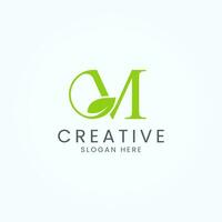 Initial Letter M With Leaf Monogram Logo Design Template vector