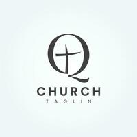 Modern Letter Q Church Logo Design Vector Image