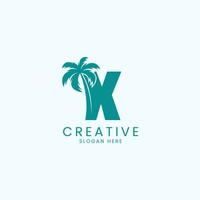 Beach Palm Tree With Letter X Logo Design Vector Image