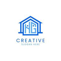 Initial letter HG property logo design vector template