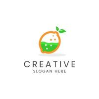 Creative Orange logo design with laboratory Vector Image