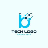 Alphabet Letter B tech logo design vector template