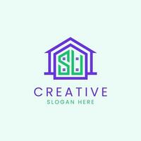 Initial letter SU property logo design vector template