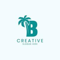 Beach Palm Tree With Letter B Logo Design Vector Image