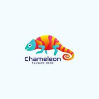 Chameleon Colorful Triangles Logo Design Vector Template