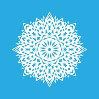 Vector illustration. White snowflake icon on a blue background. Winter.