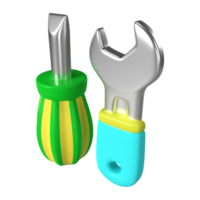 Tournevis et clé 3d illustration icône png