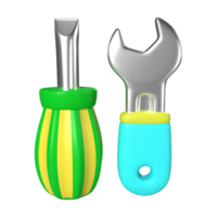 Screwdriver and wrench 3D Illustration Icon png