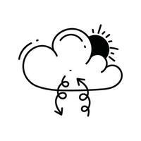 Partly cloudy doodle Icon Design illustration. Science and Technology Symbol on White background EPS 10 File vector