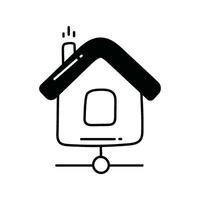 hogar red garabatear icono diseño ilustración. Ciencias y tecnología símbolo en blanco antecedentes eps 10 archivo vector