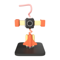 Printing Rocket 3D Illustration Icon