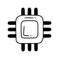 Microprocessor doodle Icon Design illustration. Science and Technology Symbol on White background EPS 10 File vector