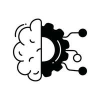 Ai brain doodle Icon Design illustration. Science and Technology Symbol on White background EPS 10 File vector