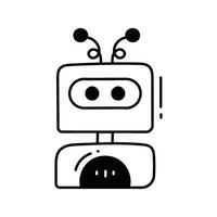 Robot doodle Icon Design illustration. Science and Technology Symbol on White background EPS 10 File vector