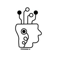 Ai automatic brain doodle Icon Design illustration. Science and Technology Symbol on White background EPS 10 File vector