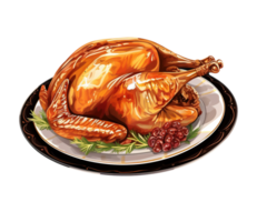 grilled turkey on a plate ai generative with vegetables and fruit png