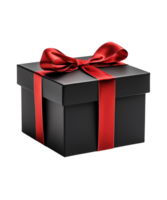 black box with red ribbon ai generative to celebrate black friday png