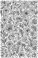 Abstract Floral Sketch in Black and White Monochromatic Doodle Art vector
