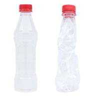 genomskinlig plast flaska och komprimerad plast flaska dricka vatten flaska png