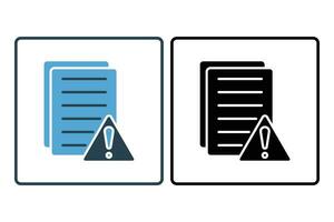 Document warning icon. document with exclamation mark. icon related to Warning, notification. suitable for app, user interfaces, printable etc. Solid icon style. Simple vector design editable