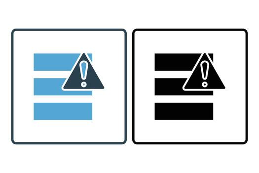 Data error icon. hard drive with exclamation mark. icon related to Warning, notification. suitable for app, user interfaces, printable etc. Solid icon style. Simple vector design editable