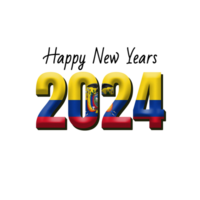 happy new year 2024 with flag Ecuador png