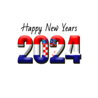 happy new year 2024 with flag Croatia png