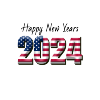 gelukkig nieuw jaar 2024 met vlag Amerika png