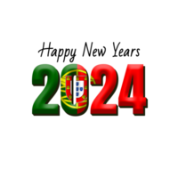 happy new year 2024 with flag Portugal png