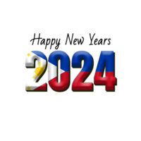 contento nuevo año 2024 con bandera Filipinas png